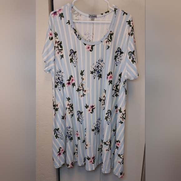 J for Justify Stripes Floral Buttery Soft Knit A-Line Dress Size 3X Boho Casual - Picture 4 of 10